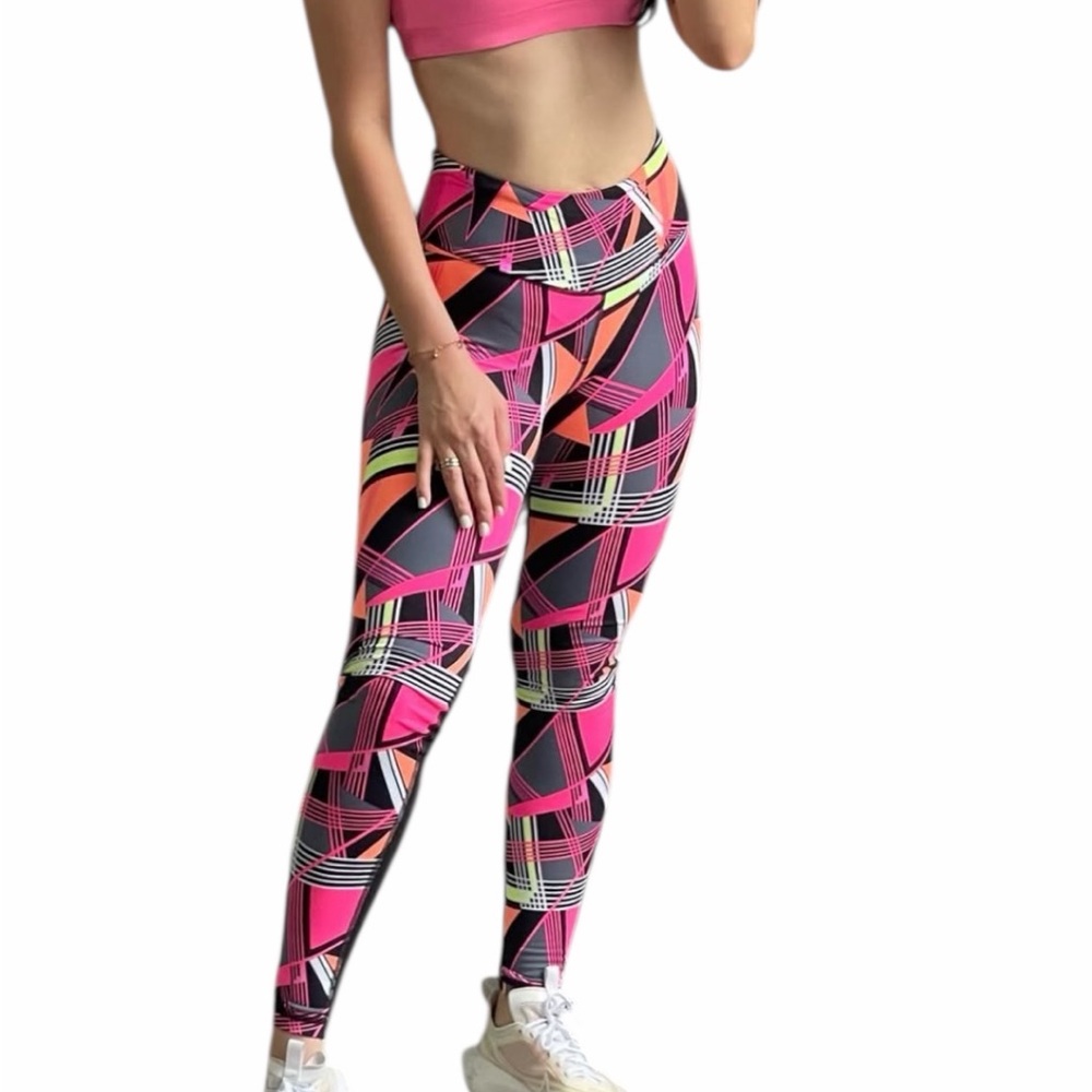 Victoria's Secret hot pink and black Multicolor Geometric Leggings size small
